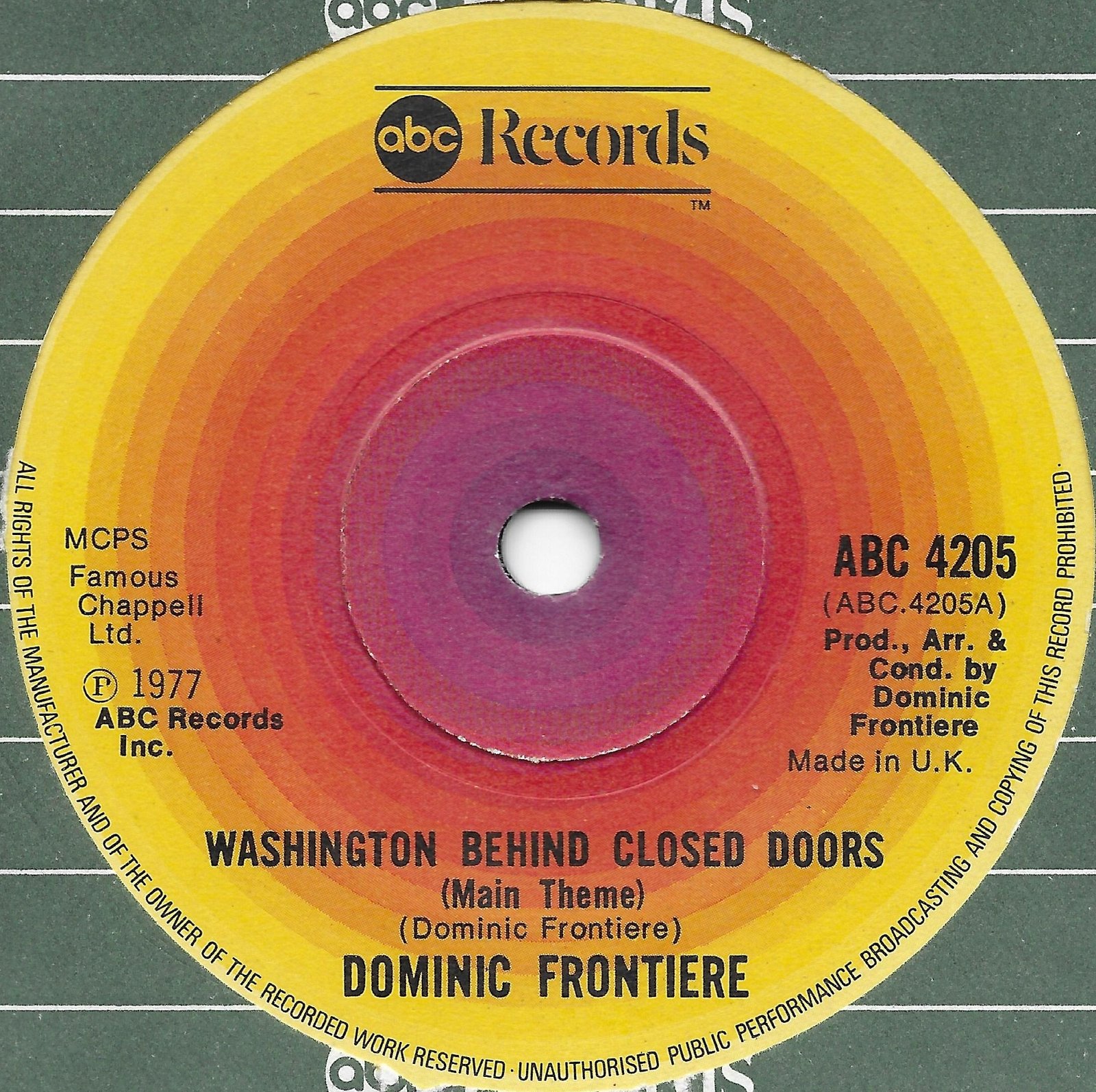 ABC 4205 Washington behind closed doors Dominic Frontiere from the BBC records and Tapes library Label